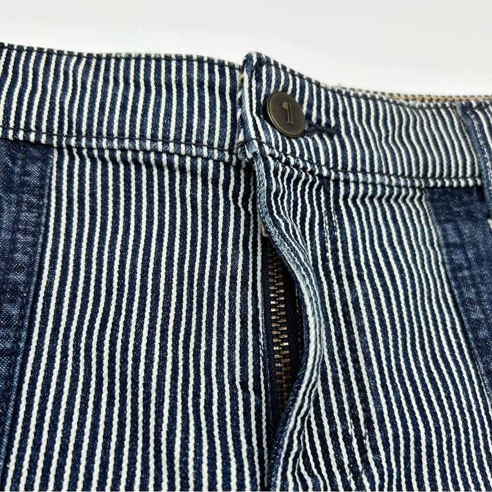 Pilcro and the Letterpress Blue Striped Patchwork Jean Shorts Sz 29 NWT - Picture 4 of 10